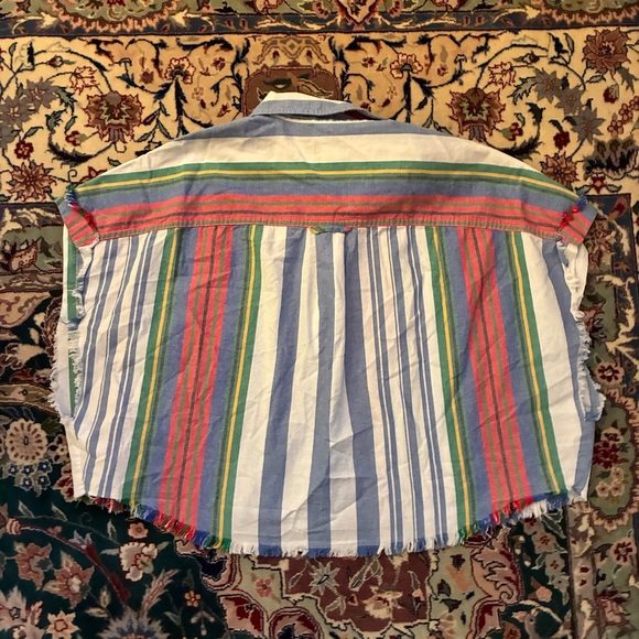 BDG Women's  Multicolor Striped Cropped Button Down Shirt Size Medium - Picture 7 of 7